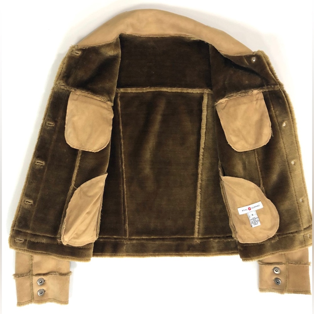 Saks Fifth Avenue Jacket Tan Faux Suede Real Clothes - Picture 8 of 13